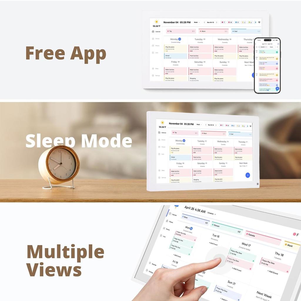 15,6-дюймовый настенный планер, цифровой календарь, график дел, умный сенсорный интерактивный дисплей для семейных расписаний, настенный