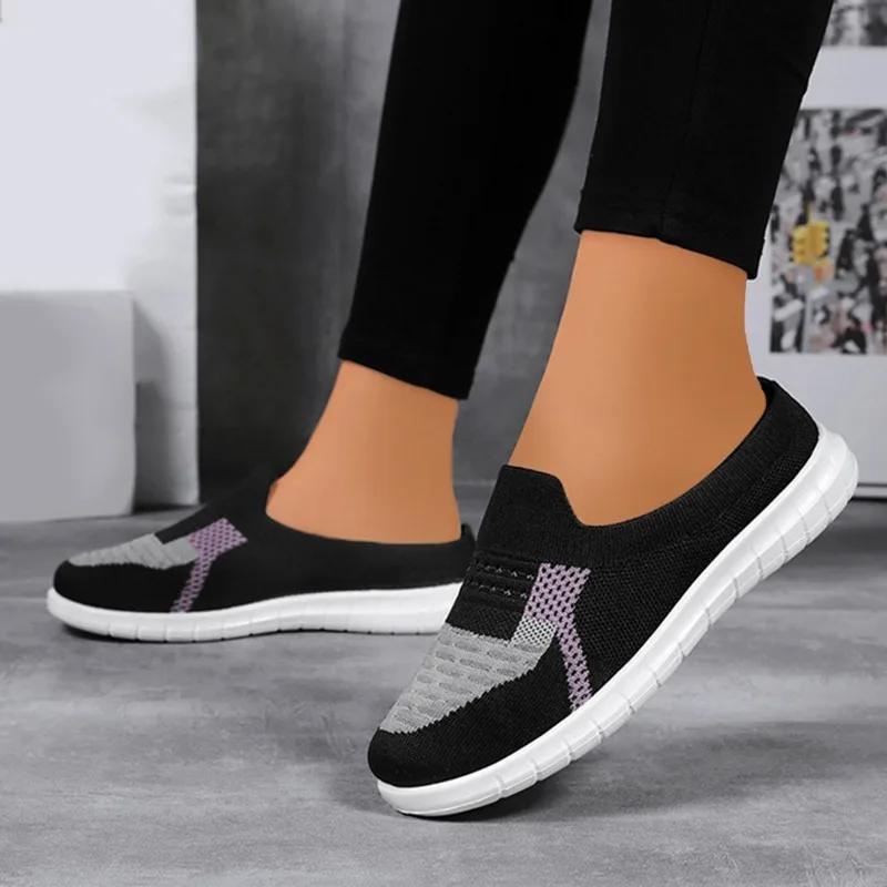 fashion Ladies Shoes on Sale 2024 New Slingbacks Women's Slippers Autumn Breathable Mesh Solft Sole Light Comfortable Flat Slippers