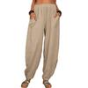 Casual Women Harem Pants Summer Female Cotton Linen Loose Wide Leg Long Pants Homewear