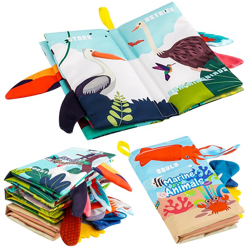Детские книги игрушки, Детские книги 0-6 месяцев, 3 шт. Тканевые шуршащие мягкие книги с тактильными элементами, Игрушки для младенцев новорожденных 0-3-6-12-18 месяцев