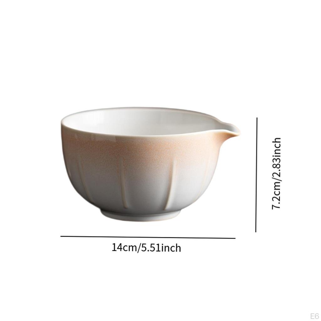 Ceramic Green Tea Bowl 500ml 14x12.6x7.2cm Lightweight for Friends Lovers Multifunctional