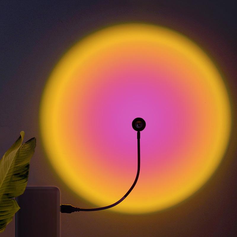 Sunset Lamp USB Rainbow Projector Atmosphere Night Light Home Decoration Pography Lighting Coffee Shop Wall Decor Lamp