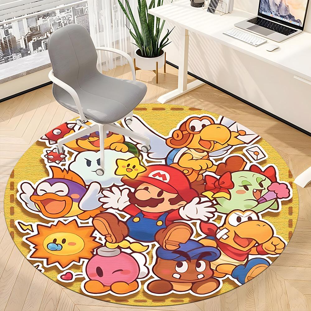 1pc Mario Characters Office Round Area Rug, Under Office Chairs Bedroom Living Room Home Decor a1016267