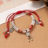 Tibetan Handmade Silver Entanglement Bracelet, Natal Woven Red Colored Rope, Broken Silver Bracelet, Retro Men's and Women's Hand Rope.