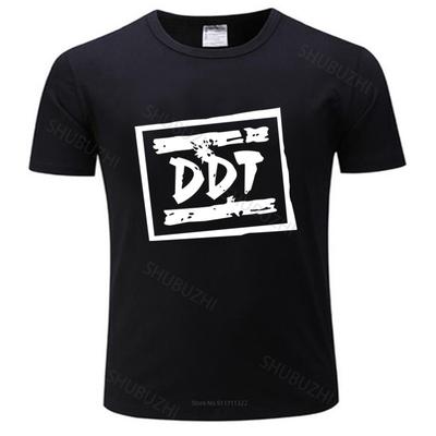 Новая футболка черные топы для мужчин DDT Tee Логотип российской группы Мерч Мужская футболка летняя футболка большого размера дропшиппинг