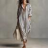 Повседневное хлопковое полосатое платье с лацканами, весна/лето 2026