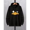 Cartoon Duck Print Hoodies For Men, Graphic Hoodie With Kangaroo Pocket, Comfy Loose Trendy Drawstring Hooded Pullover