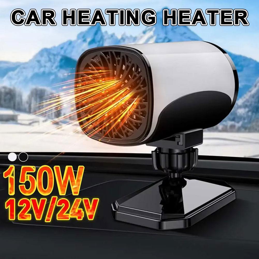 150W Car Air Heater 12/24V Winter Windshield Defroster Angle Adjustable Heating & Cooling Dual Use Cigarette Lighter Plug