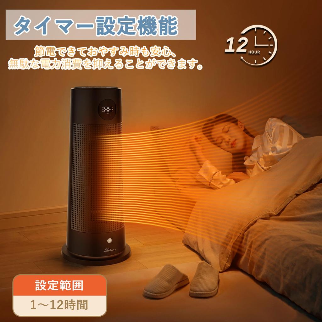 VECELO Ceramic Fast Foot ECO Intelligent Constant Power Saving Ceramic Fan Electric Electric Fan Human 3 Level Temperature Double Overheating