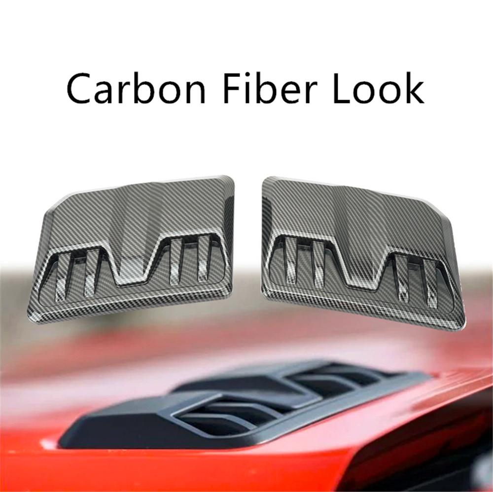 2x Carbon Fiber Look Car Bonnet Air Intake Flow Side Vent Hood Scoop Cover Trim