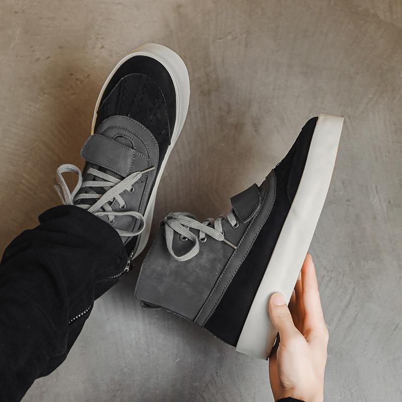 Кроссовки мужские ботильоны высокие на платформе скейтборд на шнуровке повседневные ботинки удобные уличные беговые спортивные туфли мужские уличные