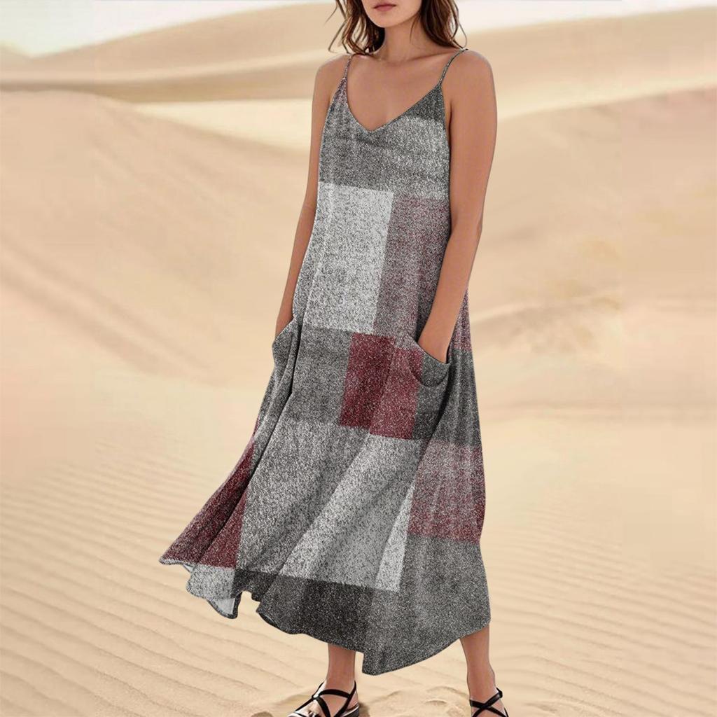 Женское летнее платье, повседневные свободные длинные пляжные платья для отдыха