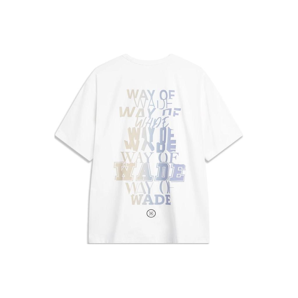 Li-Ning Printed Letter Round Neck Loose Fit Short Sleeve T-Shirt Men Tops White AHSU361-4