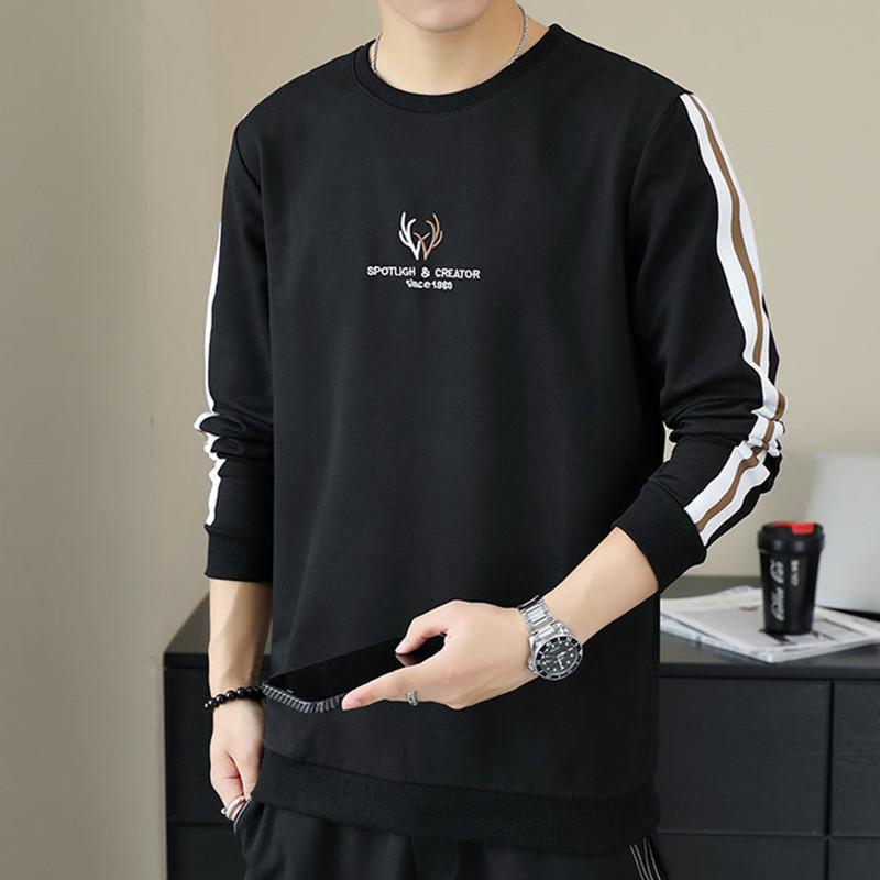 Men'S Sweater New Spring And Autumn Long Sleeved T-Shirt Men'S Round Neck Casual Student Base Coat Loose Trend Men'S Top