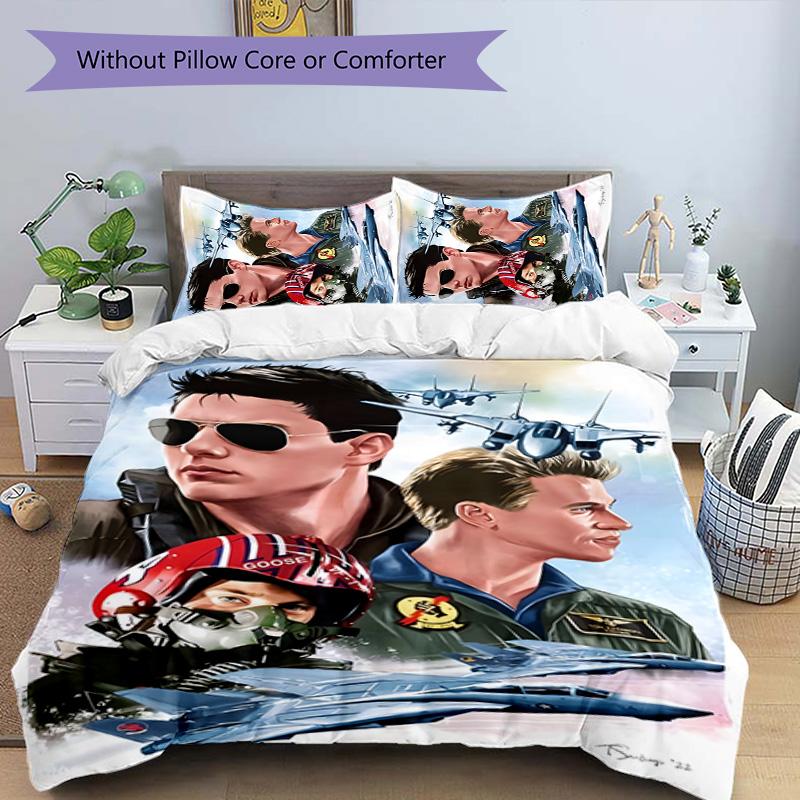 Top Gun 3pcs Bedding Set Duvet Cover Closure Includes 1 Duvet Cover & 2 Pillowcases for All Seasons Bedroom Home Dorm Decor