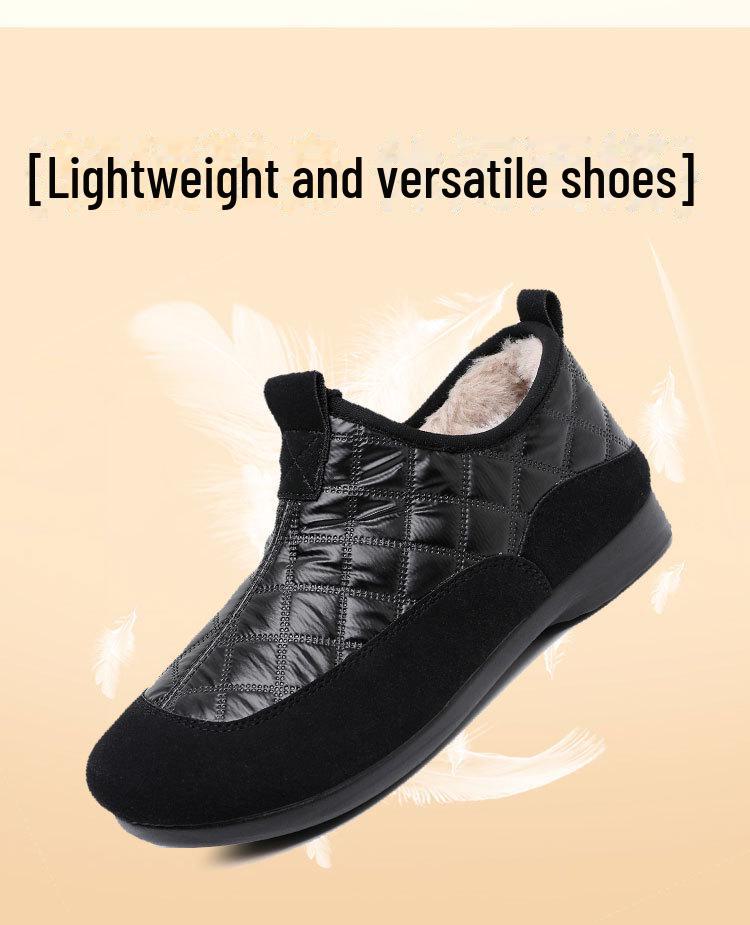 Зимние снегостойкие ботинки Slip-On 2024 года: Водонепроницаемая, теплая, повседневная обувь из хлопка в корейском стиле