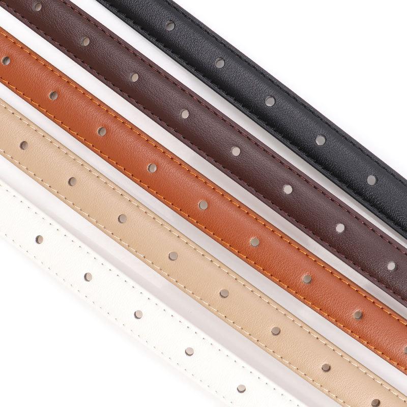 Women's Slim Belt Gold Oval Buckle Simple Versatile Decorative Thin Waistband for Dress Jeans Korean Style 1pcs