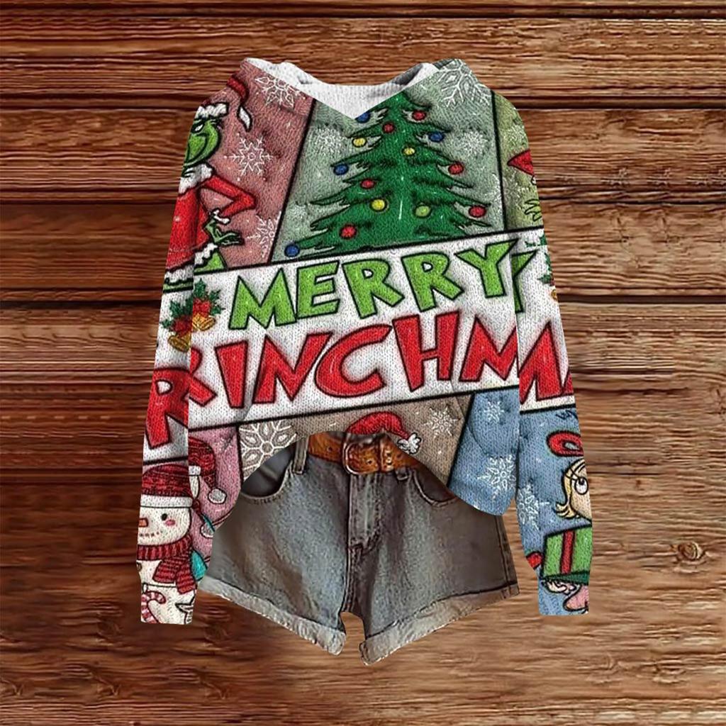 Sweatshirts For Women Knit Sweater Cute Shirt Fall Pullover Hooded Sweatshirt