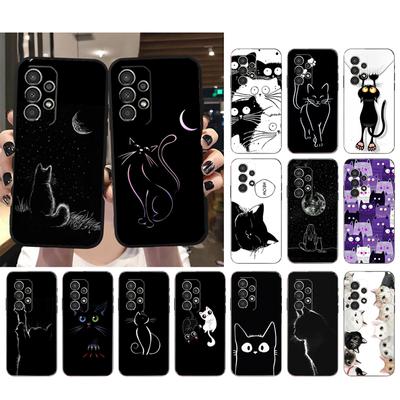 Чехол для телефона Samsung Galaxy A35 A55 A54 A15 A25 A05s A05 A22 A24 A52 A33 A34 M34 M14 M54 M23, чехол с черным котом