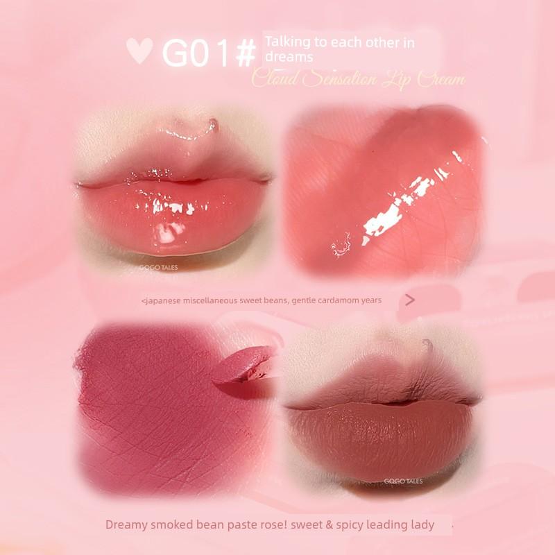 Gogo Dance Dual-Color Lip Glaze Mirror Water Gloss Lip Mud Nude Color Lipstick Lip Gloss for Women, Long-Lasting and Non-Fading