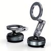 Suction Cup Phone Holder Car Vacuum Magnetic Mount 360° Metal Stand with Adjustable Directional Strong Magnetic Force Compact and Convenient Bracket