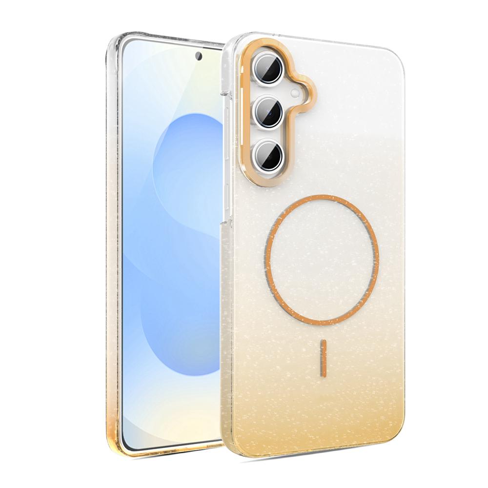 KEYSION Роскошный градиентный блестящий магнитный чехол для телефона для Samsung Galaxy A55 5G A35 A25 A15 A05S Прозрачный жесткий ПК противоударный чехол