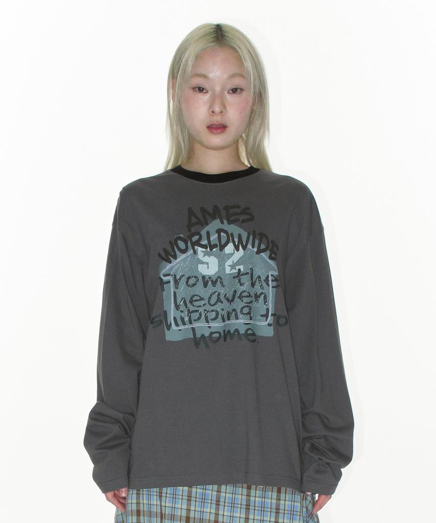 AMES-WORLDWIDE Homebound Ls Tee Charcoal