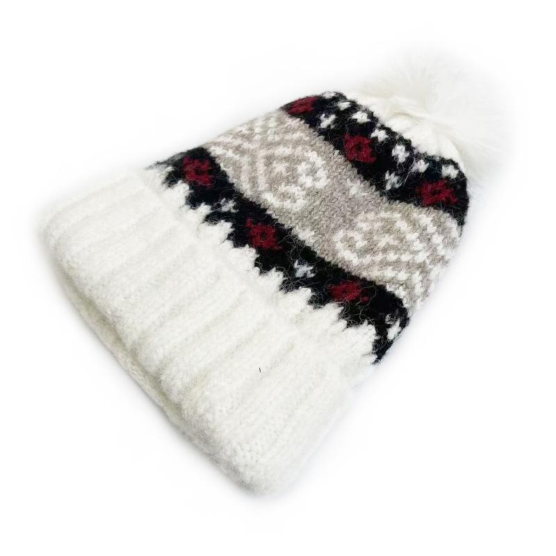 Ретро вязаная шапка с помпоном в стиле Fair Isle от Cat Brother - Тепло для осени/зимы