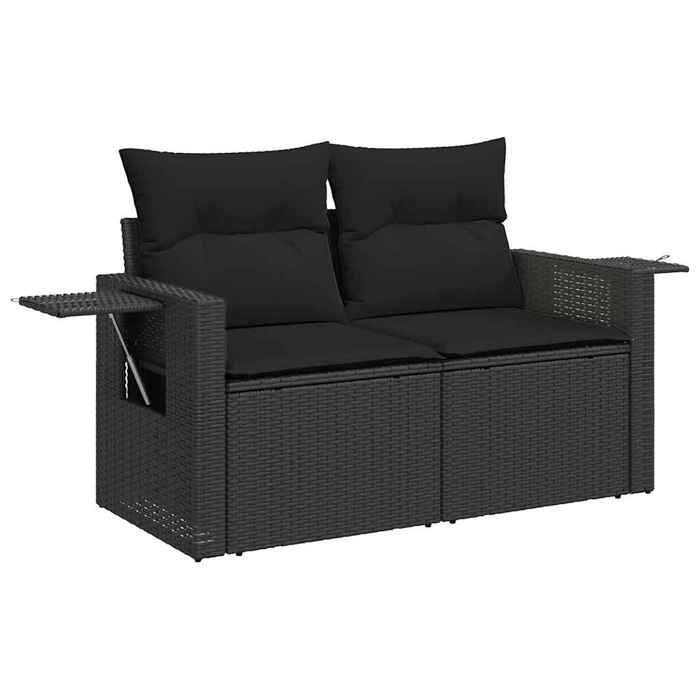 VidaXL Garden Lounge Set 7 Pcs with Cushions Black Wicker 3326416