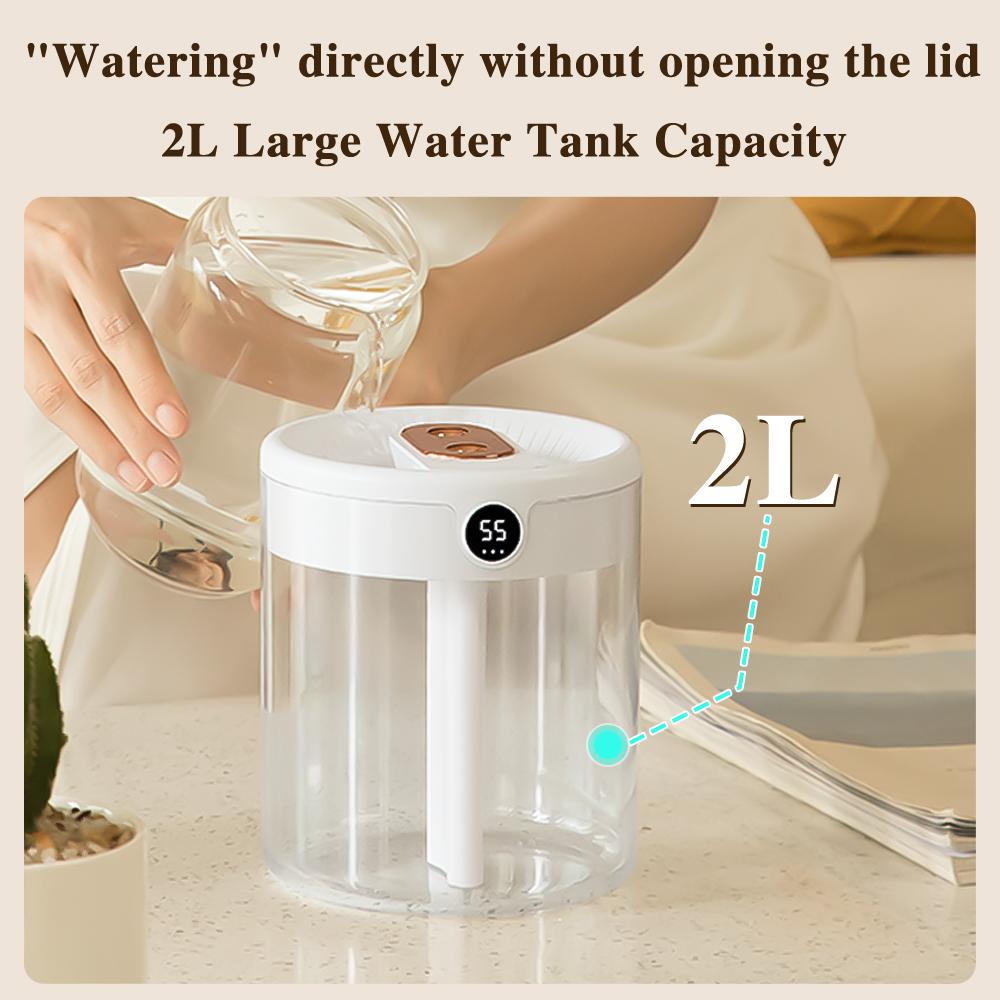 1 Pcs Air Humidifier 2L Large Capacity Double Nozzle, with LCD Humidity Display Fragrant Essential Oil Diffuser HMM CDN