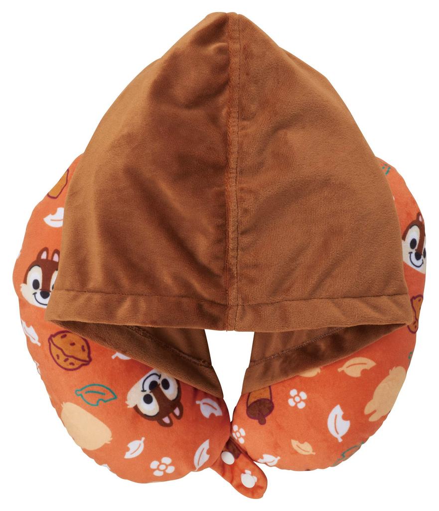 Подушка-подголовник с капюшоном Marushin, Disney Чип и Дейл, Расслабляющая/Чип, С бусинами, Двусторонняя, Превращается в плюшевую игрушку, 2215038100