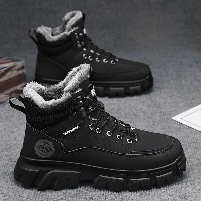 Модная мужская зимняя обувь, повседневная платформа, шнуровка, мужская зимняя обувь, флис, распродажа, новинка, для активного отдыха, для походов, удобная, модная, высокое качество