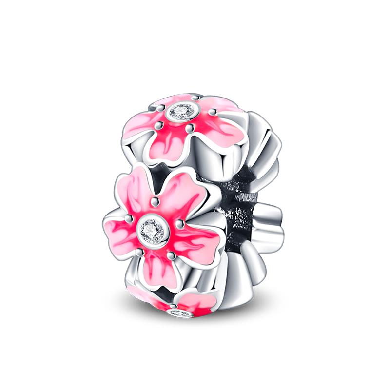 Spring 925 Silver Color Sakura Butterfly Flowers Charms Beads Fit Diy 925 Original Bracelets Fine DIY Jewelry Birthday Gifts