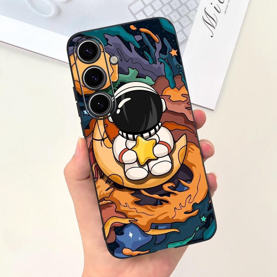 Чехол для Samsung Galaxy S24 Plus Милый Желтый Утенок Астронавт Матовый Силиконовый Мягкий Чехол для Samsung S 24 S24 Ultra S24+ 5G Funda