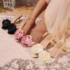 Summer Women Sandals Elegant Dress Pumps High Heels Sandals Flower Low Heels Shoes for Women Sandalias De Mujer