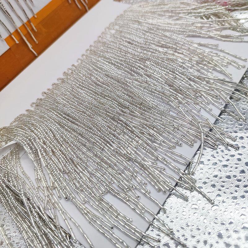 45x14 см Бахрома из бусин и страз, кисточки, отделка, хрустальная бриллиантовая цепь, края штор, DIY, отделка бахромой с кисточками, украшение