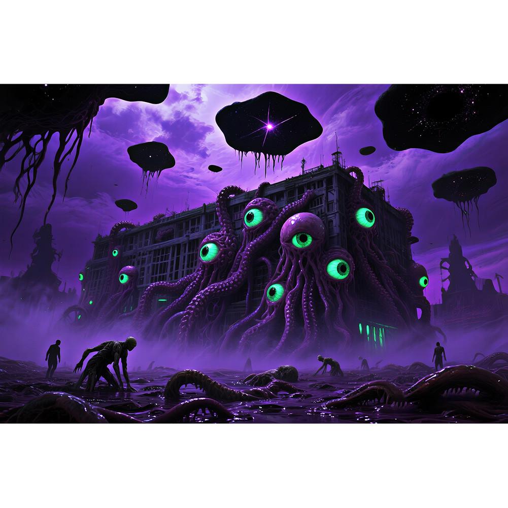 Horror Haunted House Tapestry Photography Background Halloween Vampire Scary Ghost Photo Studio Portrait Decor Backdrop