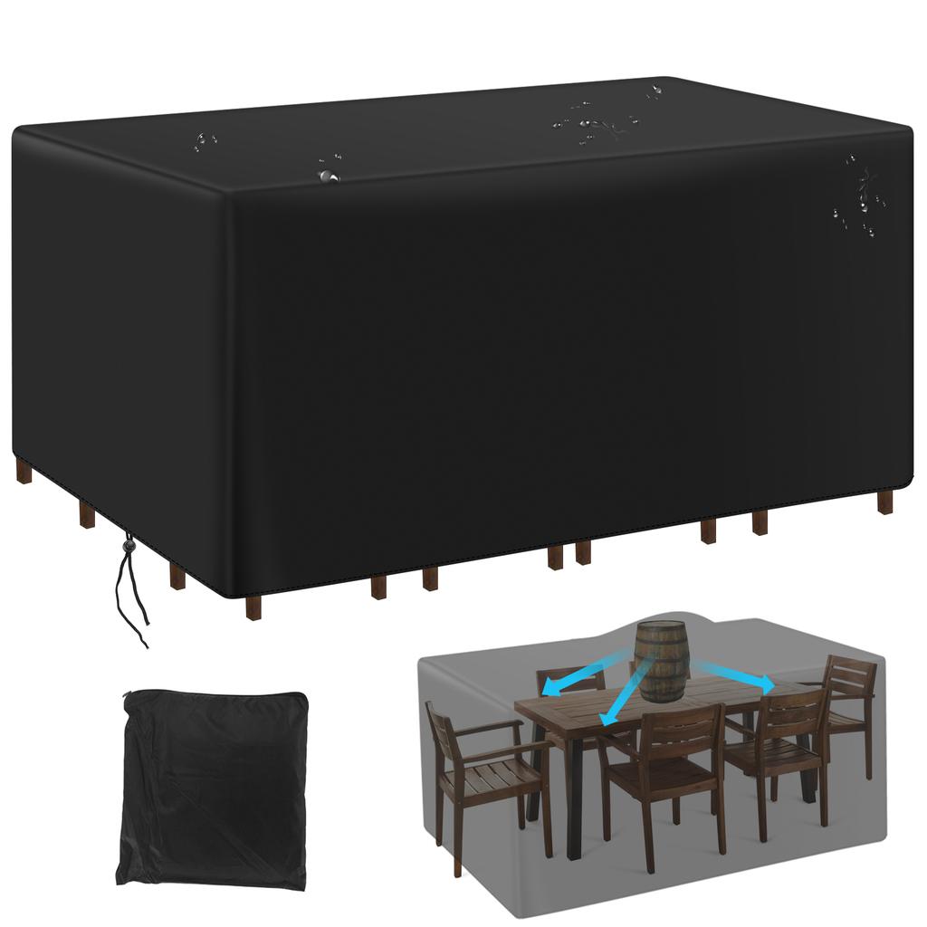 Rectangular Patio Heavy Duty Table Cover -  Tough Canvas Waterproof Outdoor Dining Table and Chairs General Purpose Furniture Co