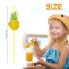 50pcs Paper Drinking Straw 3D Fruit Pineapple Flamingo Design Striped Paper Straws Birthday Party Decoration Wedding Supplies