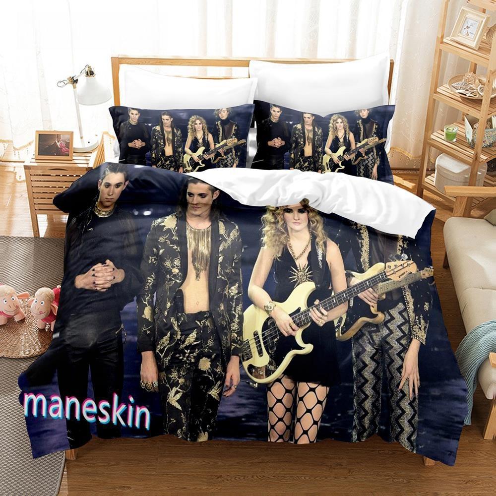 3D-печать музыкальной группы M-Maneskin Комплект постельного белья для мальчиков и девочек Twin Queen King Size Пододеяльник Наволочка Кровать для мальчиков Взрослый Домашний текстиль
