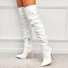 Fashion Fashion Pointed Toe Over The Knee Boots Women High Heels Patent Leather Solid Stiletto Side Zipper Sapatos Femininos
