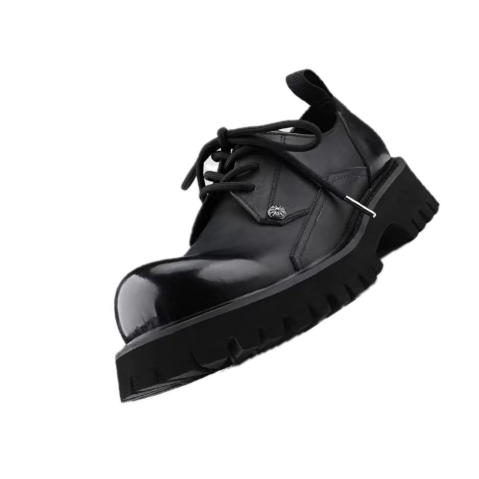 Мужские корейские кожаные туфли-оксфорды на платформе, толстые туфли-дерби, повседневные туфли-лоферы, мужские туфли с квадратным носком, формальные туфли