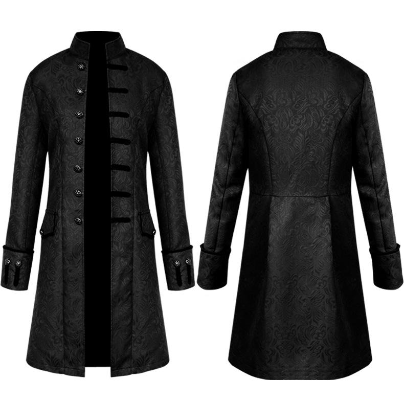 Mens Velvet Goth Steampunk Victorian Frock Coat Medieval Renaissance Court Knight Uniform Evening Party Costumes