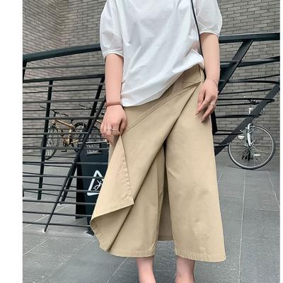 Весенне-летние тонкие брюки большого размера с высокой талией, свободные, повседневные, для полных девушек, стройнящие, широкие, рабочие брюки, юбка