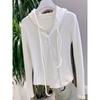 Белая футболка-рубашка для женщин с осенне-зимним новым корейским дизайном в стиле ниши с длинными рукавами