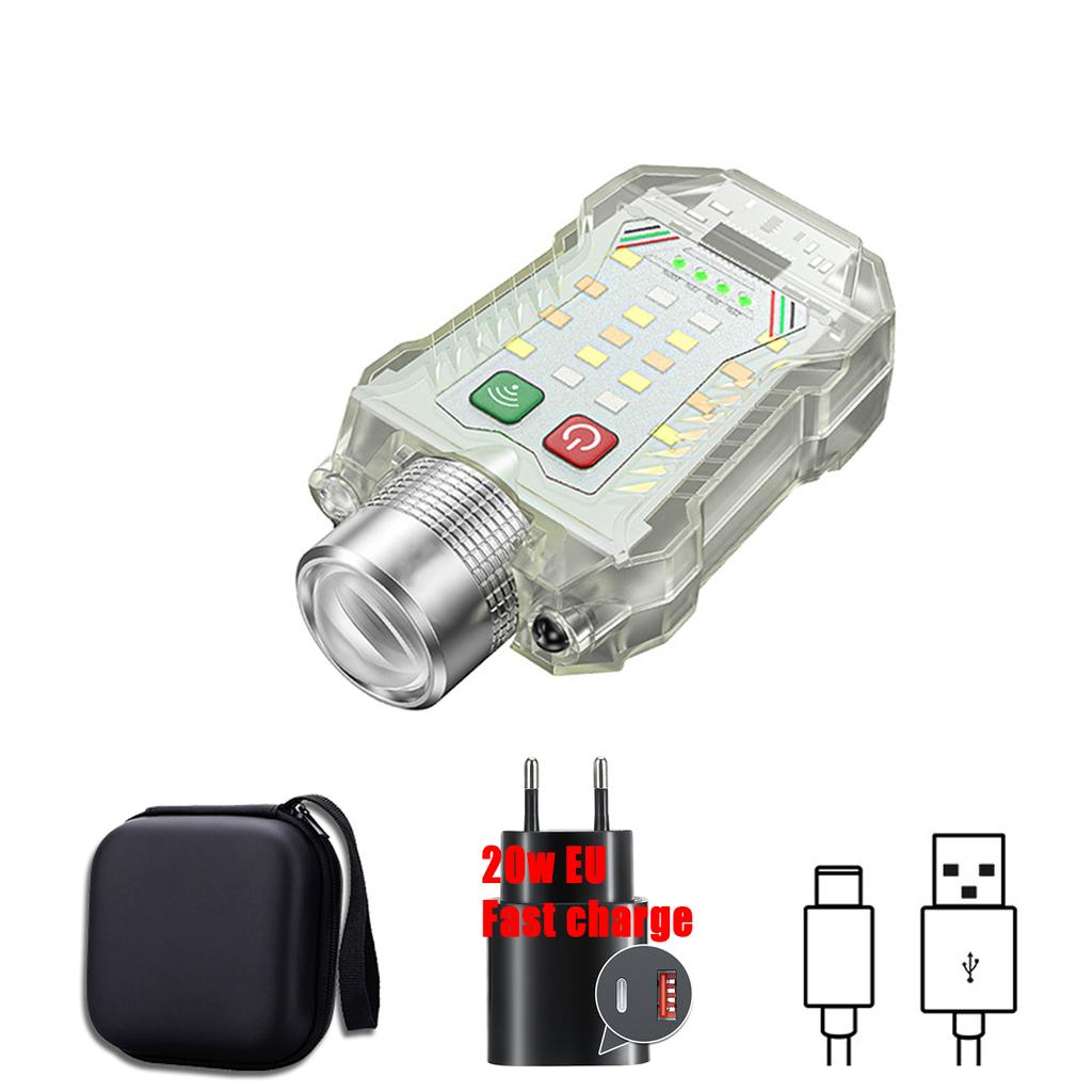 Mini Portable LED Flashlight with Motion Sensor Headlight 8 Modes USB Rechargeable Pen Clip Pocket Torch Outdoor Emergency Light