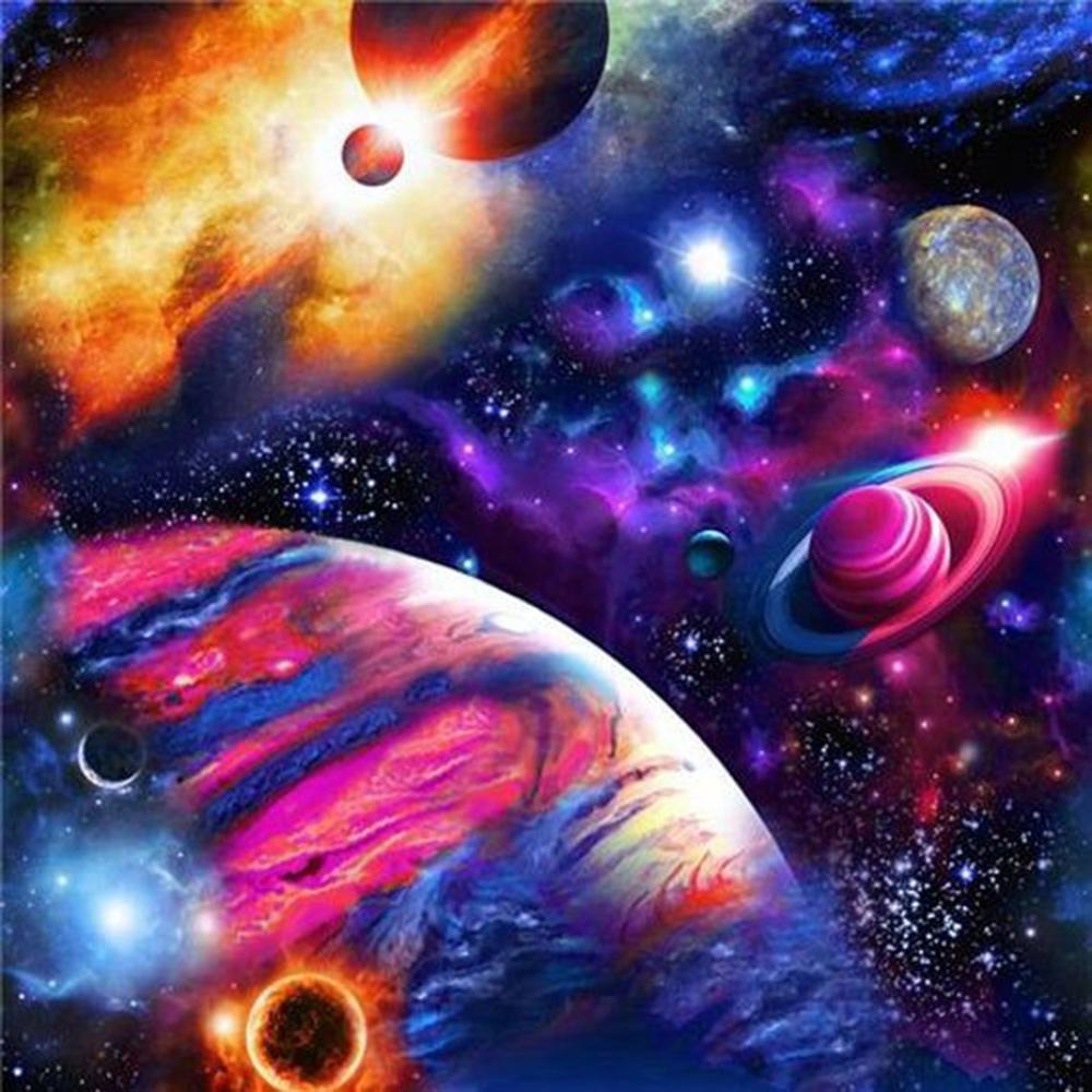 5D Diamond Painting Universe Planet Full Circle Diamond Embroidery Starry Sky Landscape Cross Stitch Kit New Year Gift Home Deco