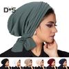 Women Head Warp Solid Color Elastic Anti-slip Floppy One Size Thread Head Protection Ethnic Chemotherapy Patients Hat Headwear Lady Hiking Traveling