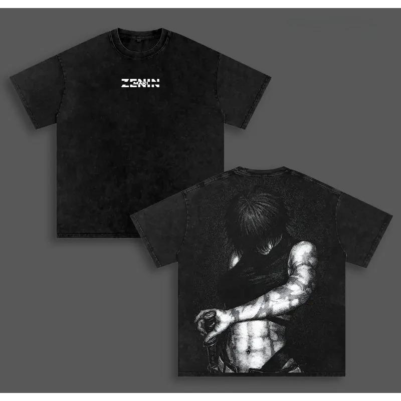 Zenin Maki Jujutsu Kaisen Аниме Футболка Y2k Манга Стиранная Оверсайз Футболка Мужская Женская Одежда Хлопковые Футболки Топы Высокого Качества