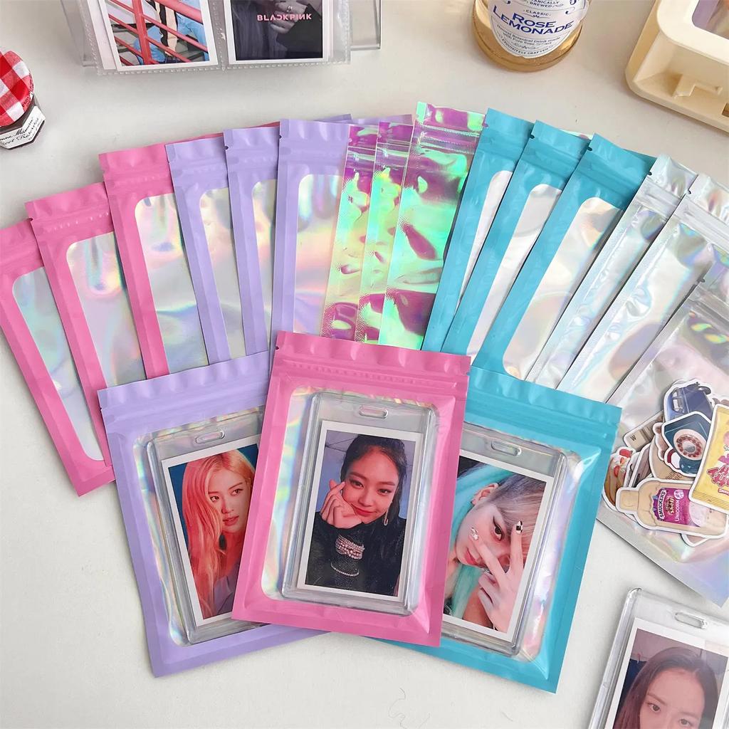 5/10 шт. Упаковочный пакет, алюминиевая фольга, полиэфирная пленка, полупрозрачная голографическая радужная пленка, герметичный пакет с лазерной застежкой-молнией